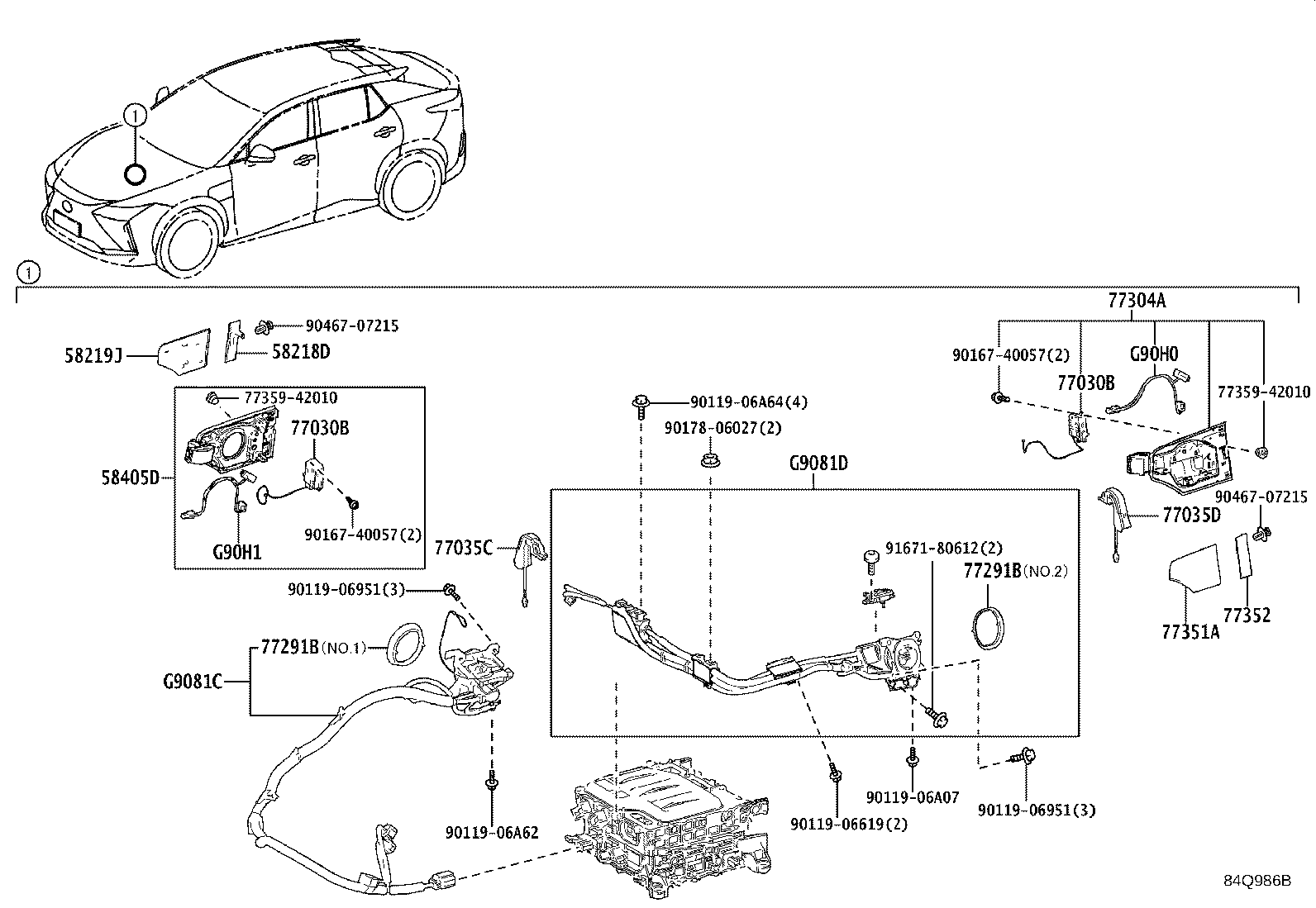 77035-46040 CABLE SUB-ASSY, CHARGE LID LOCK CONTROL product image