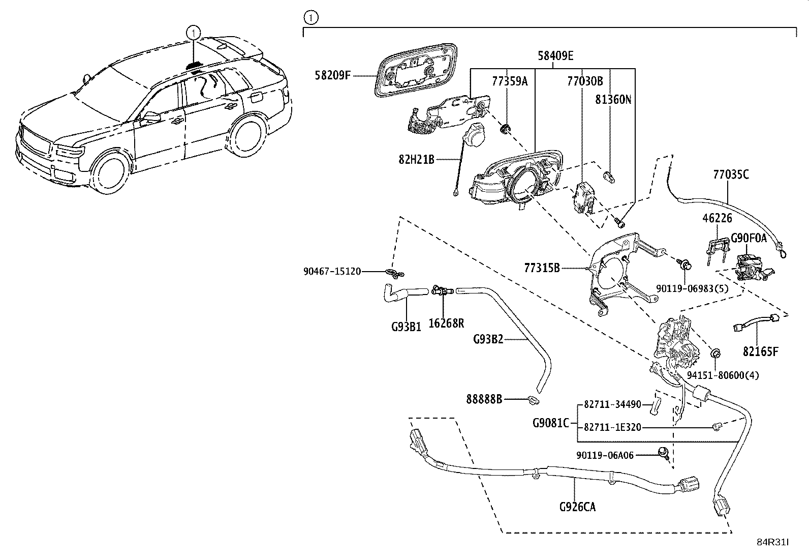 77035-40010 CABLE SUB-ASSY, CHARGE LID LOCK CONTROL product image