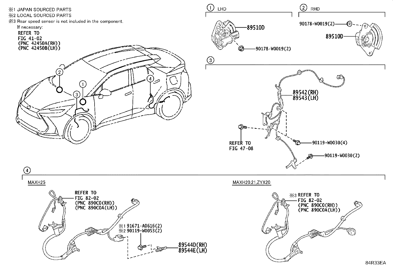 89544-0D090 SENSOR, SKID CONTROL, REAR RH product image