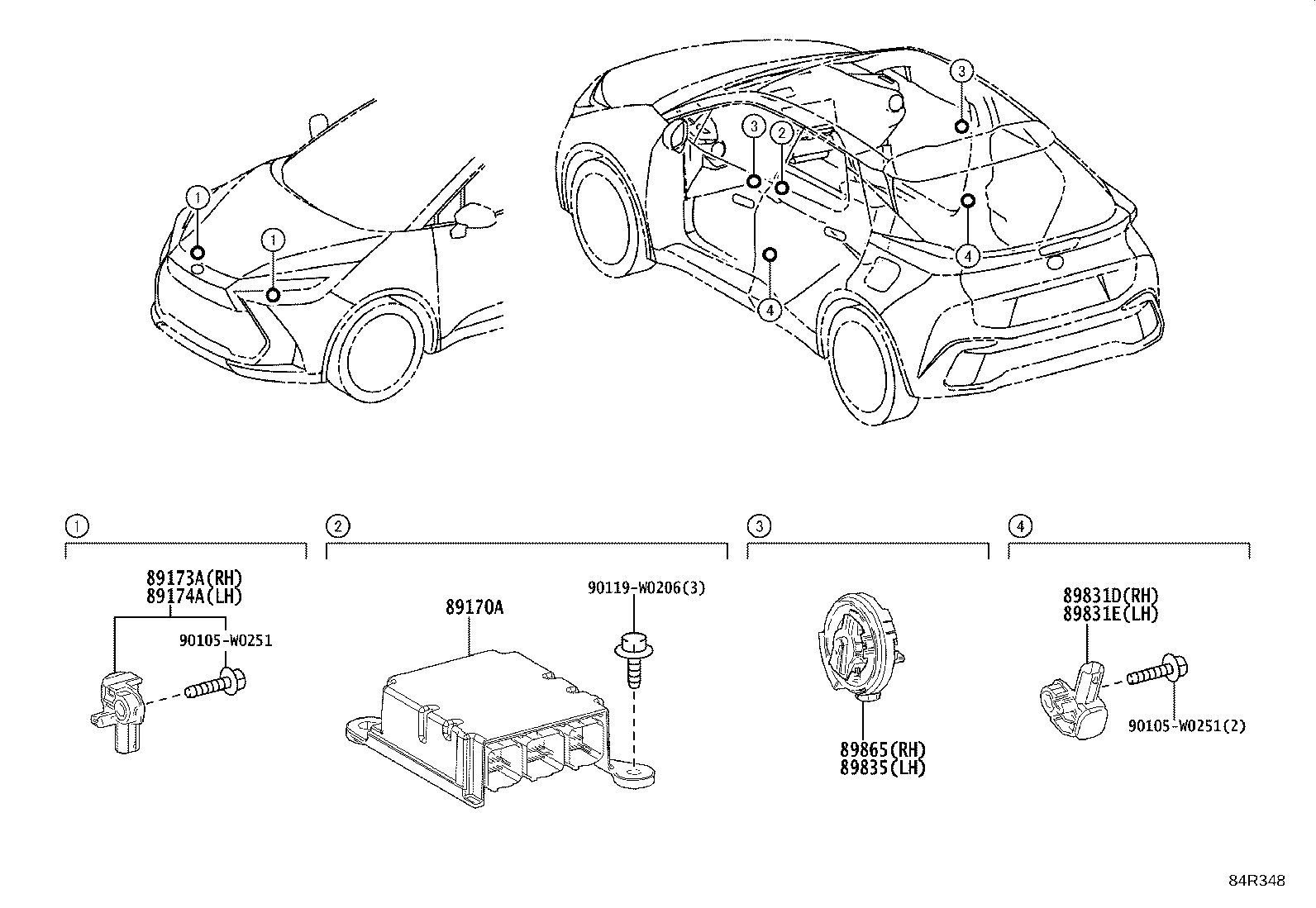89173-F9030 SENSOR, AIR BAG, FRONT RH product image