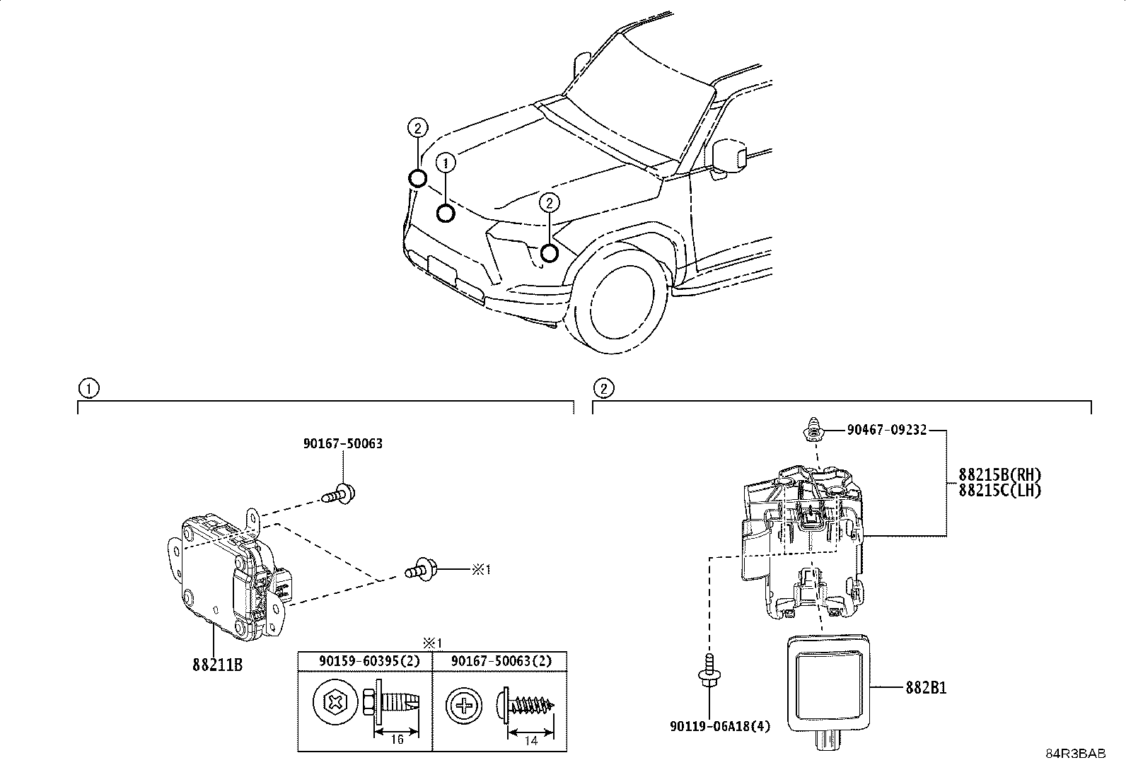 Toyota 88215-60020 BRACKET, FRONT SIDE RADAR SENSOR, LH