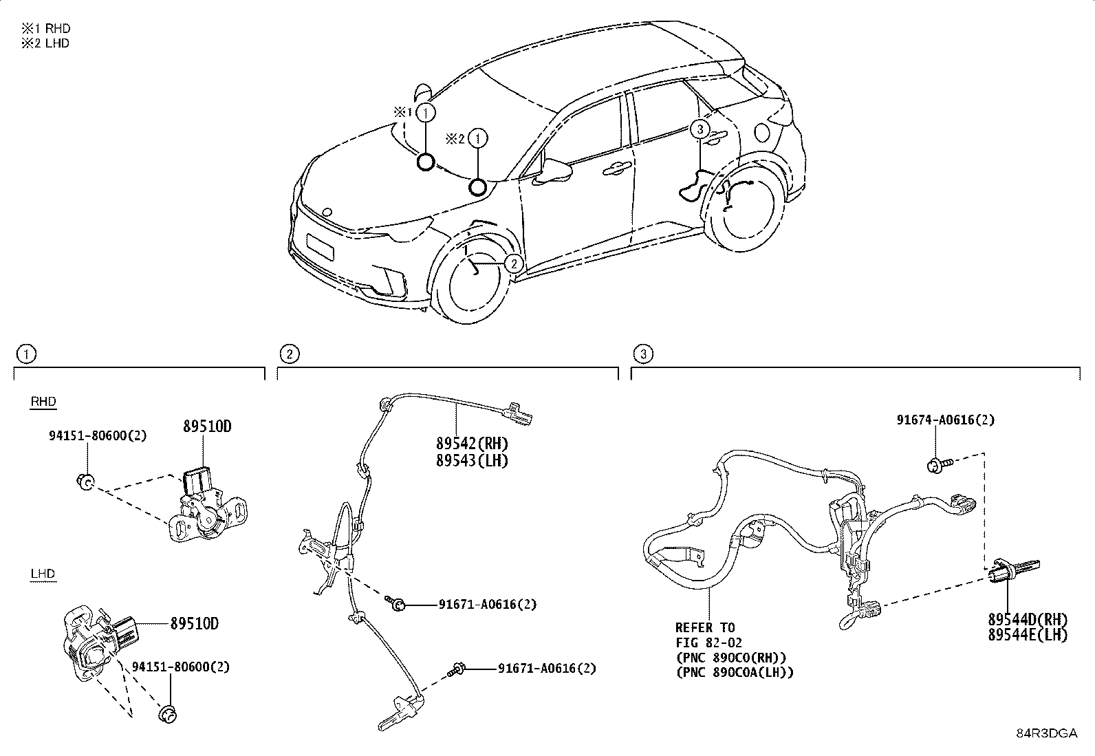 89543-52140 SENSOR, SPEED, FRONT LH product image