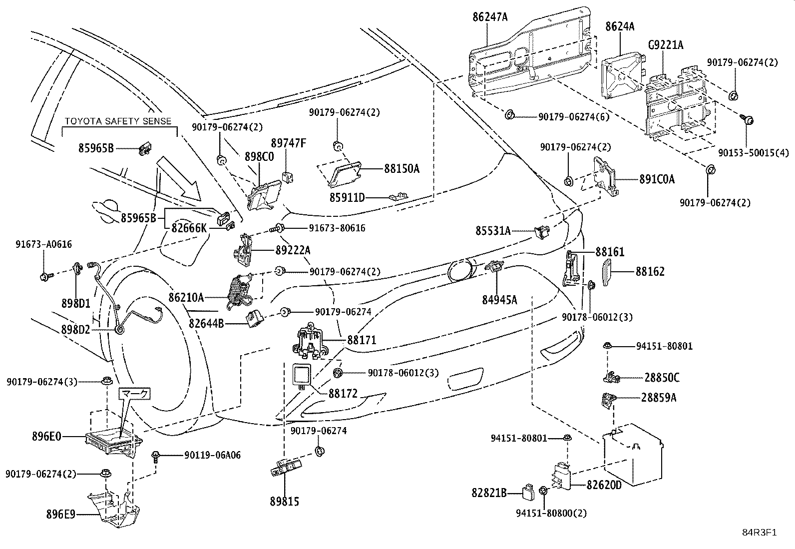 84332-62040 SWITCH ASSY, HAZARD WARNING SIGNAL product image