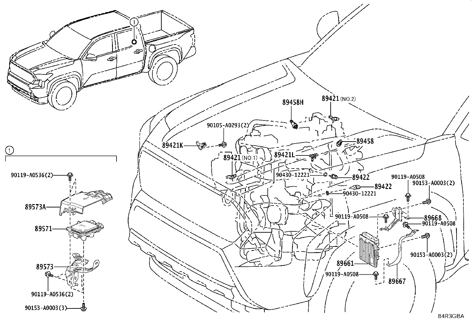 Toyota 89668-04060 BRACKET, ENGINE CONTROL COMPUTER, NO.2