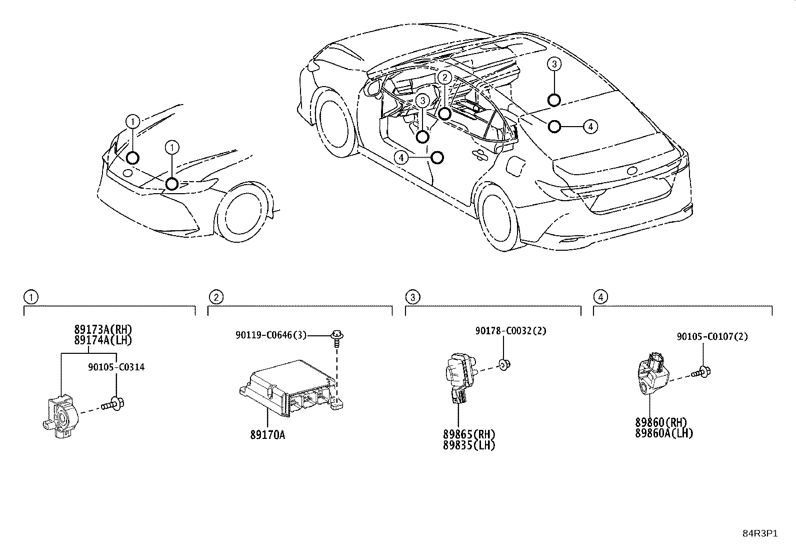 89173-09D80 SENSOR, AIR BAG, FRONT RH product image