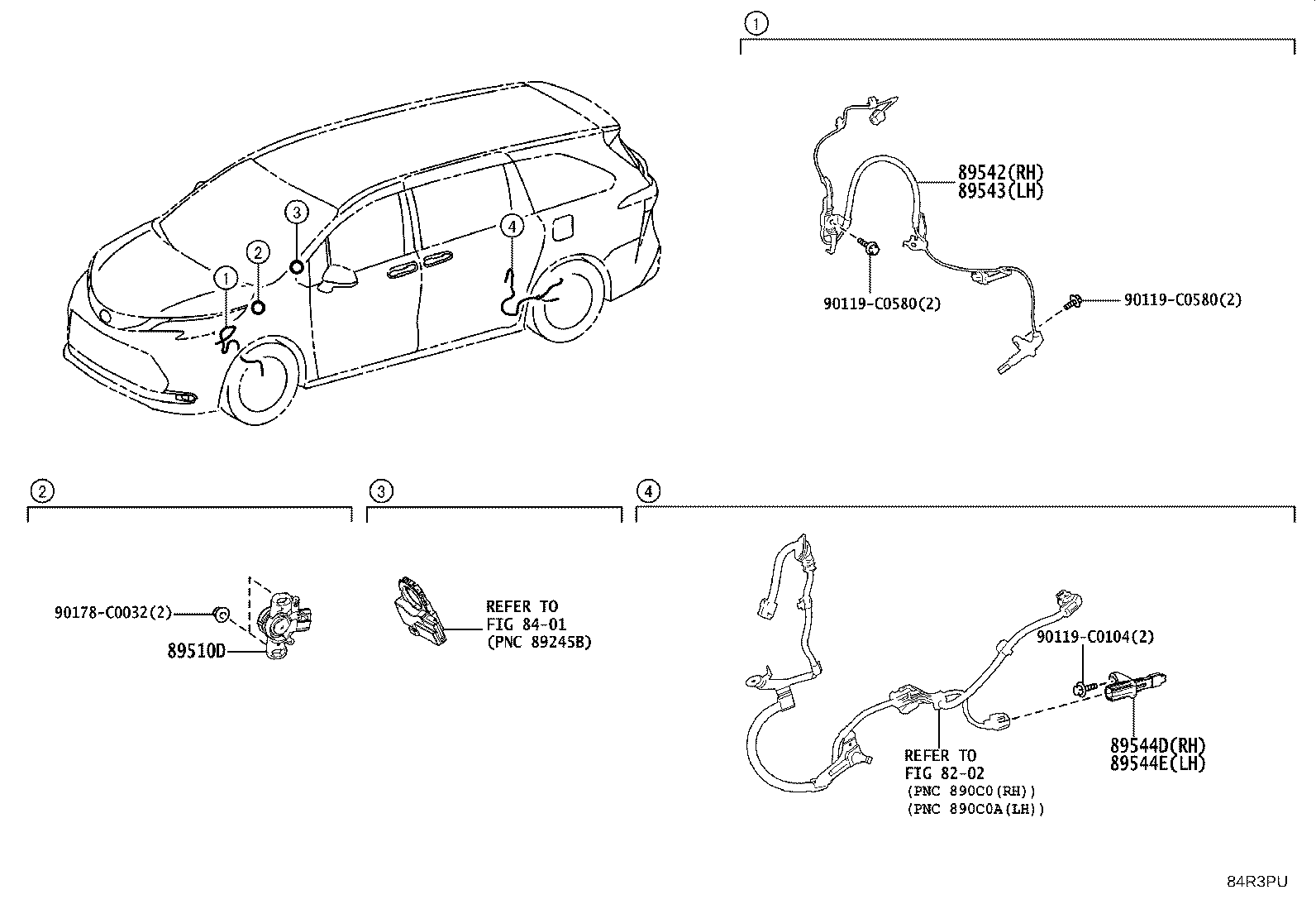 89542-08070 SENSOR, SPEED, FRONT RH product image