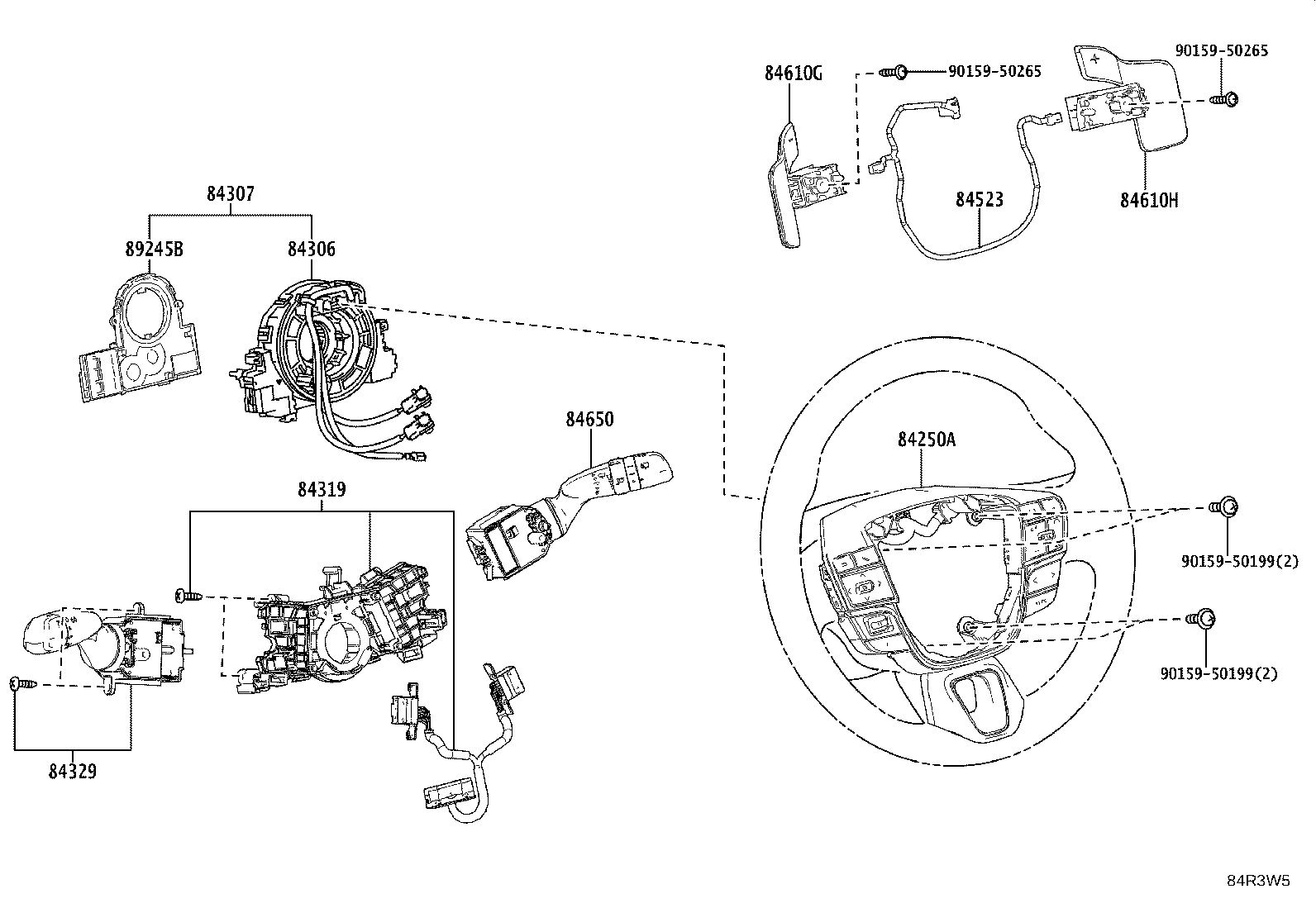 84307-60370 CABLE SUB-ASSY, SPIRAL W/SENSOR product image
