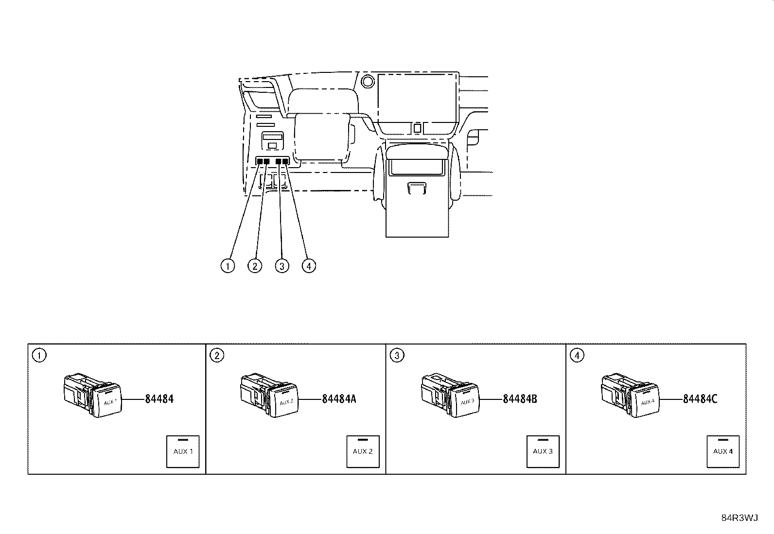 84332-60490 SWITCH ASSY, HAZARD WARNING SIGNAL product image