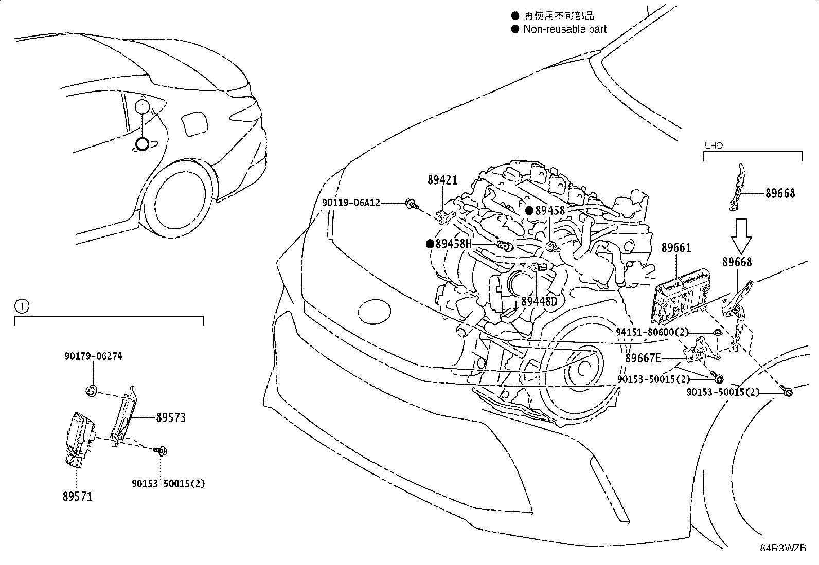 89667-33300 BRACKET, ENGINE CONTROL COMPUTER, NO.1 product image