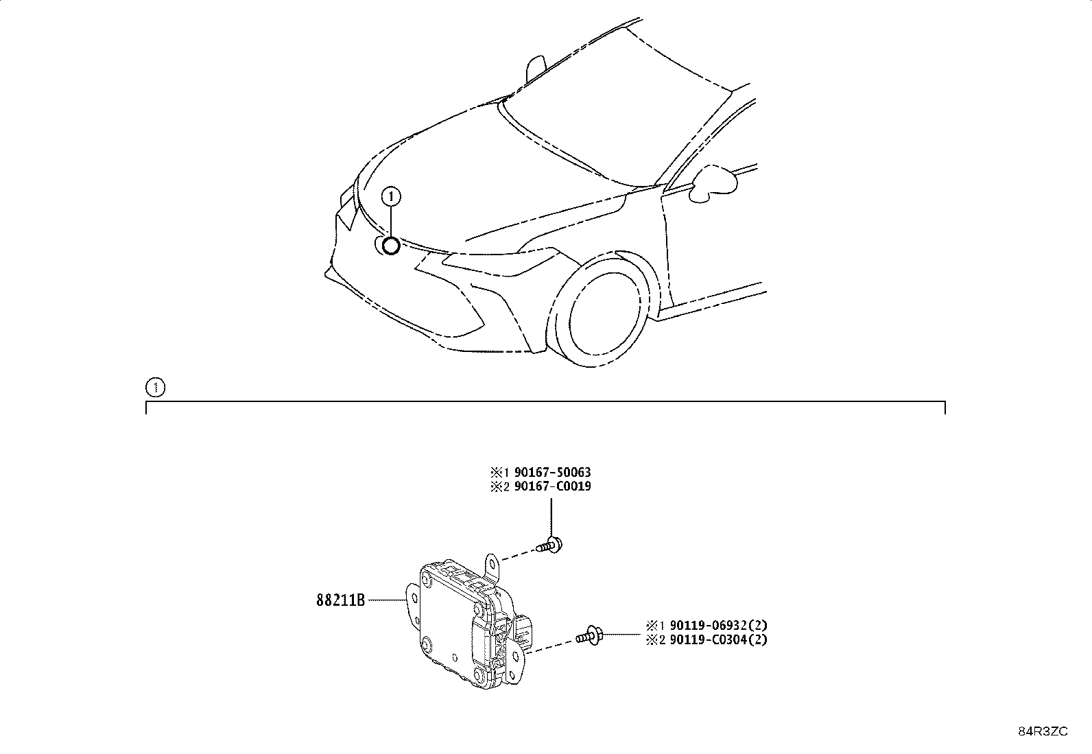 88210-0E030 SENSOR ASSY, MILLIMETER WAVE RADAR product image
