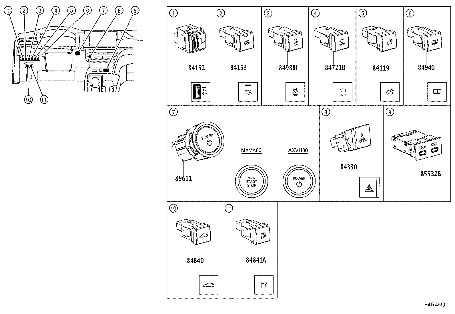 84040-06210 MASTER SWITCH ASSY,MULTIPLEX NETWORK product image