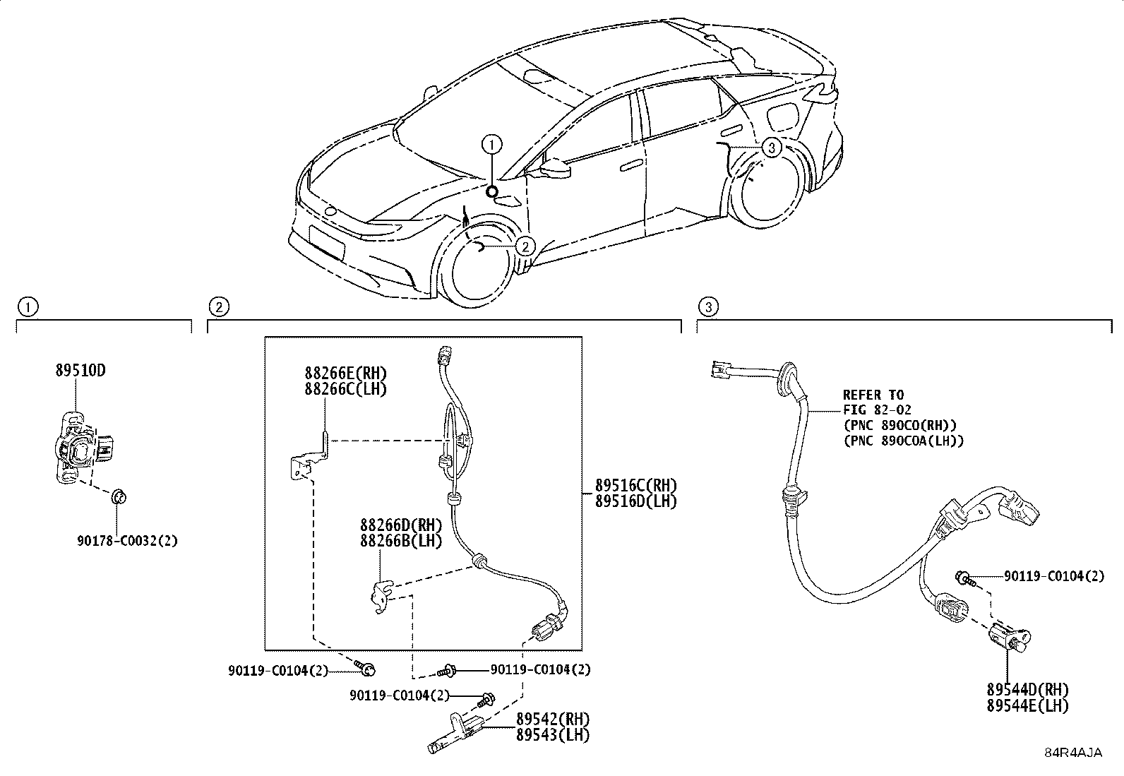 89516-03040 WIRE, SKID CONTROL SENSOR, RH product image