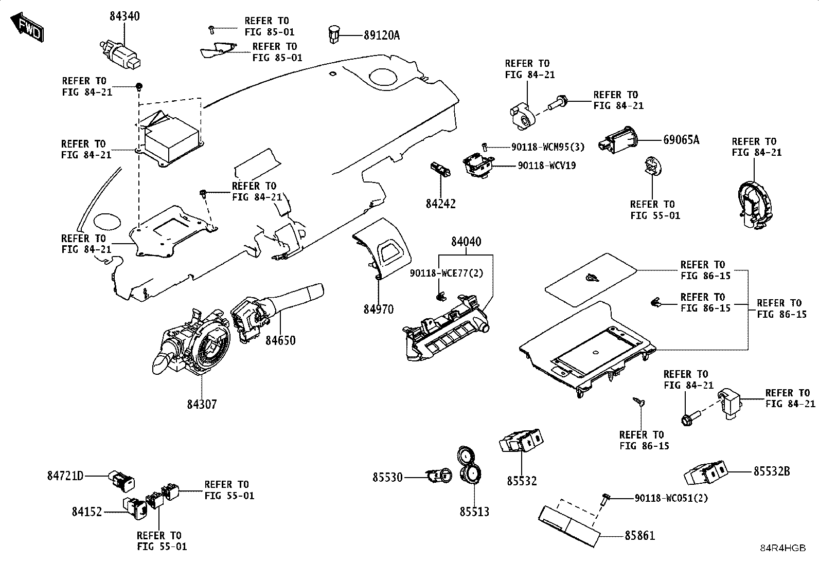 84152-WC005 SWITCH, HEADLAMP LEVELING product image