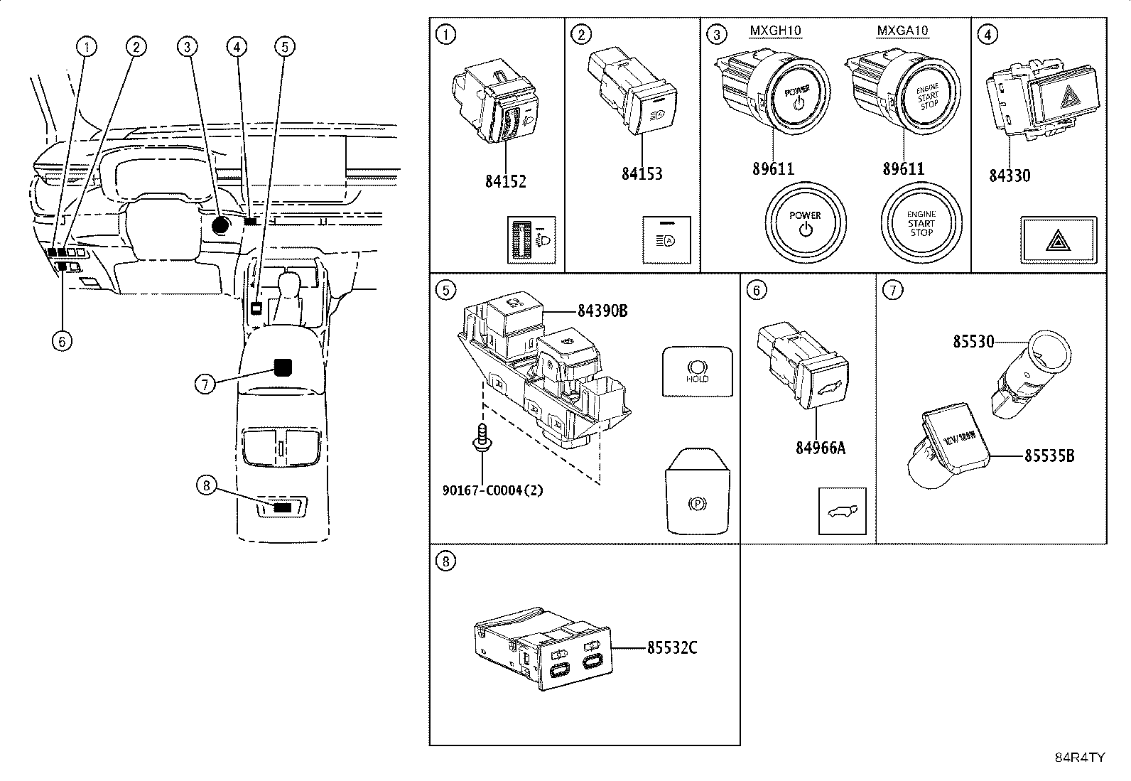 84040-0R030 MASTER SWITCH ASSY,MULTIPLEX NETWORK product image