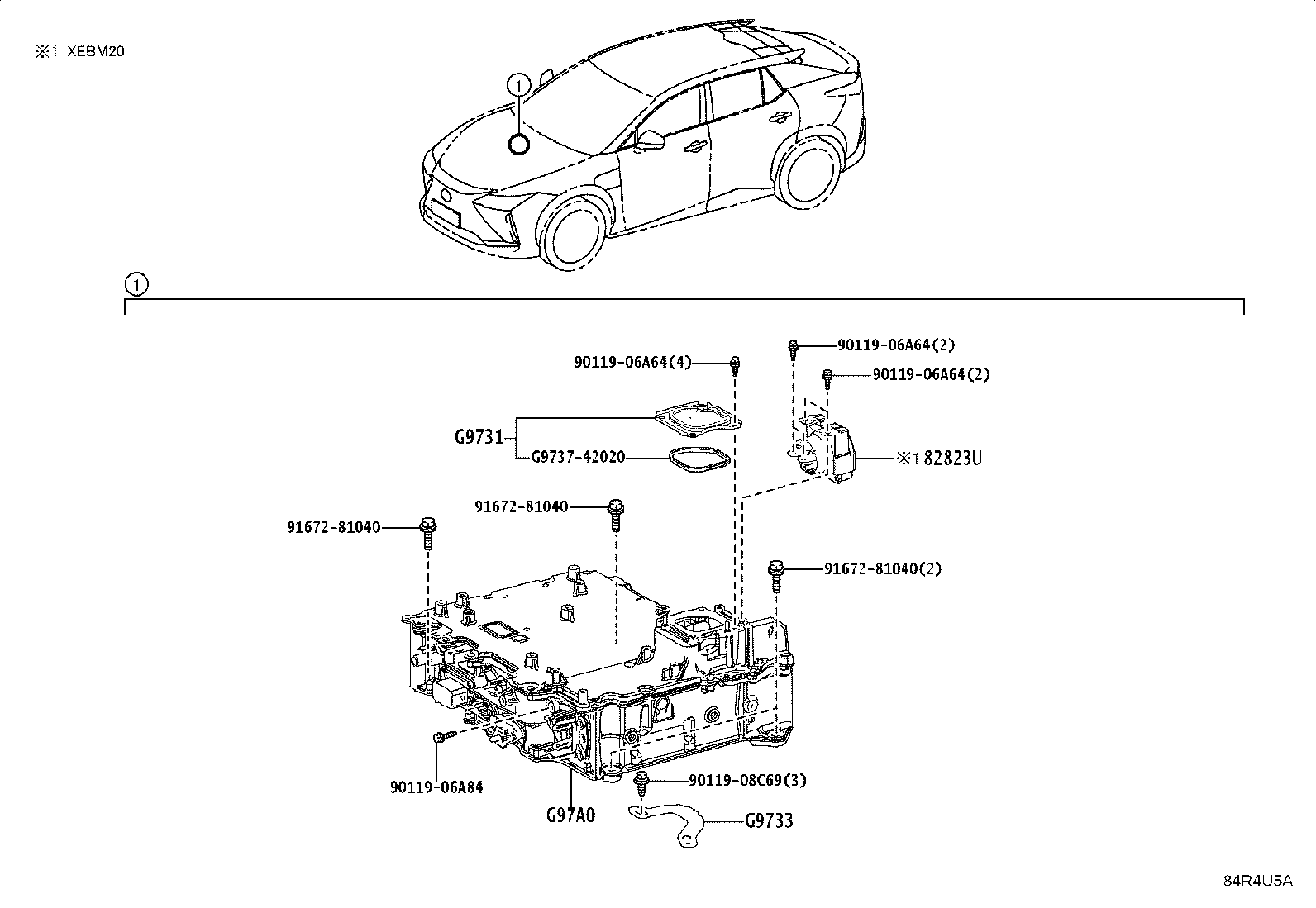 77035-46040 CABLE SUB-ASSY, CHARGE LID LOCK CONTROL product image