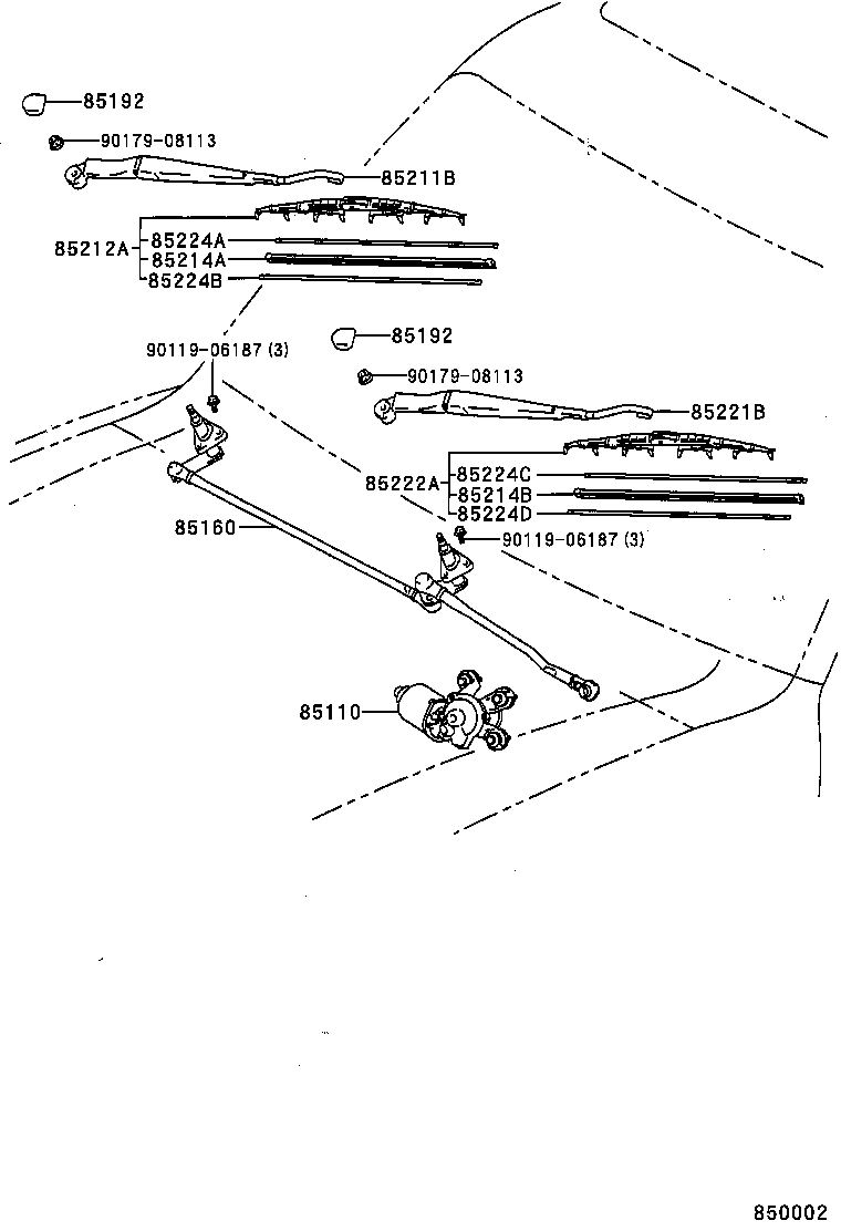 85211-60110 ARM, FRONT WIPER, RH product image