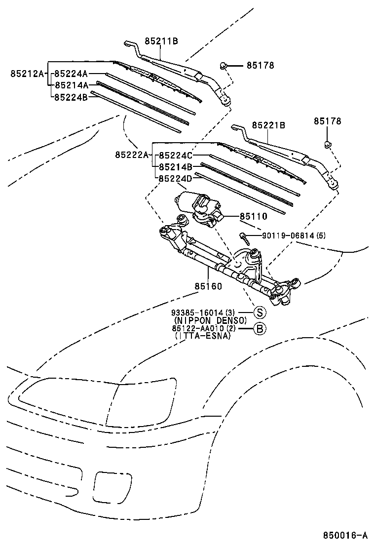 Toyota 85110-AA010 MOTOR ASSY, WINDSHIELD WIPER