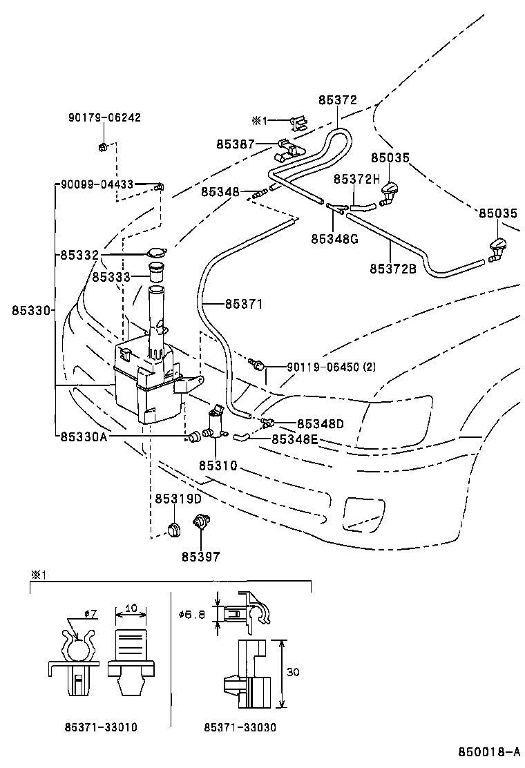 Toyota 85315-33230 JAR ASSY, WINDSHIELD WASHER