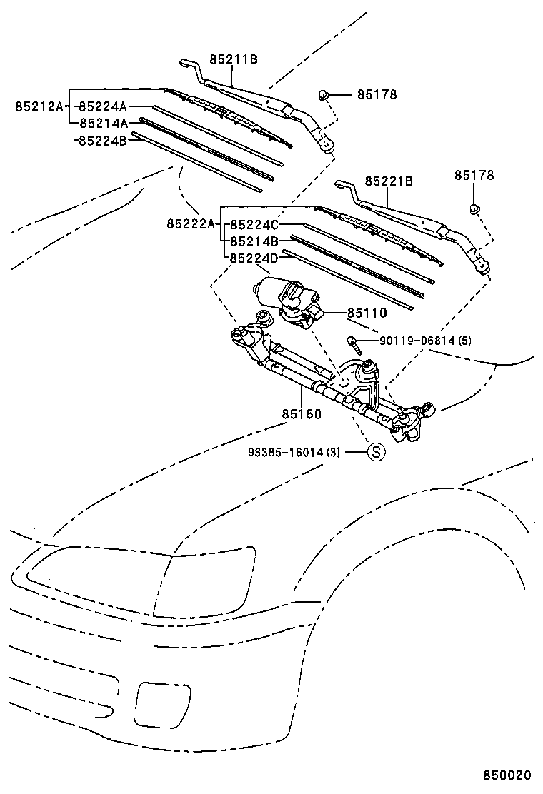 85222-33160 BLADE, FR WIPER, LH product image