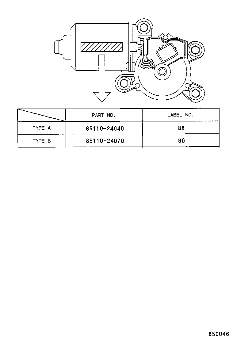 85110-24040 MOTOR ASSY, WINDSHIELD WIPER product image