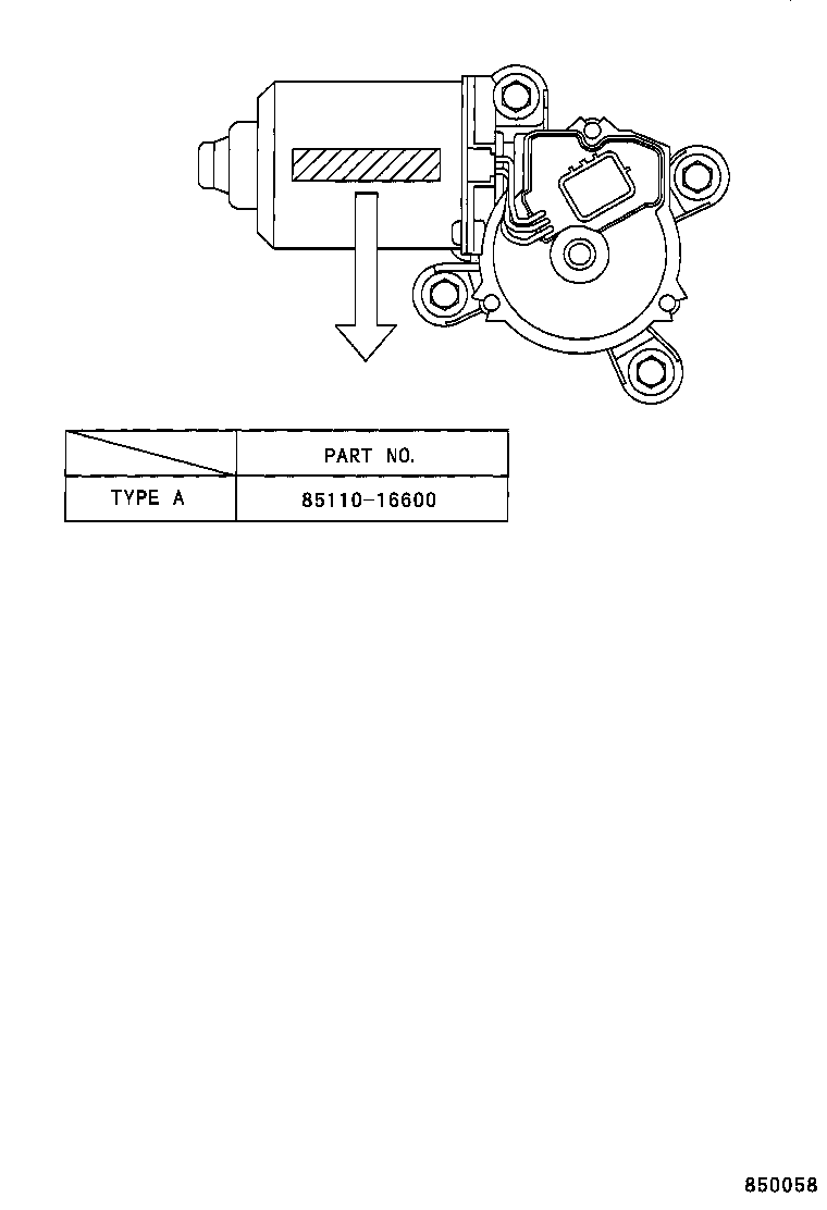 85110-16600 MOTOR ASSY, WINDSHIELD WIPER product image