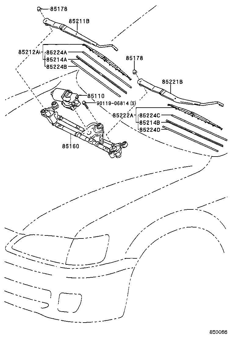 85222-33180 BLADE, FR WIPER, LH product image