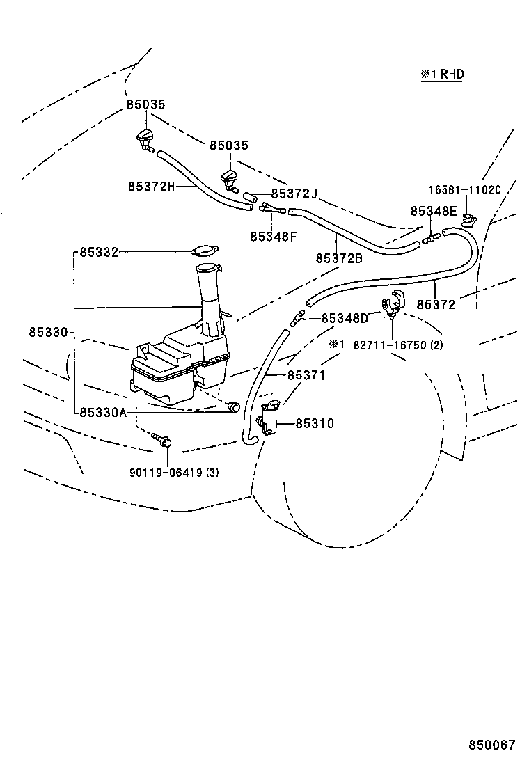 85381-30020-C1 NOZZLE SUB-ASSY, WASHER product image