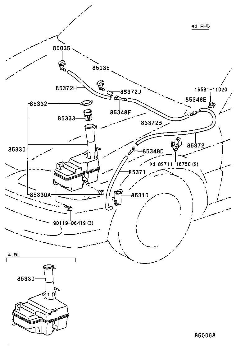 90099-33882 HOSE, WINDSHIELD WASHER (FROM JOINT TO JOINT), NO.3 product image