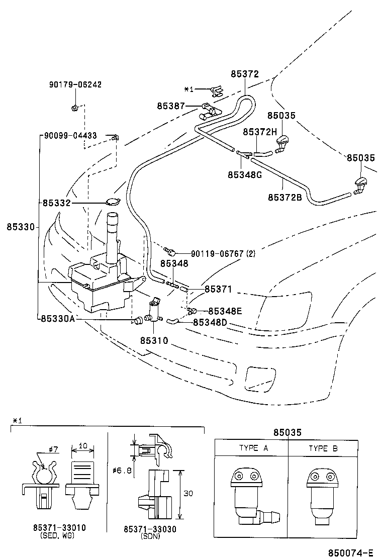85381-33030-B2 NOZZLE SUB-ASSY, WASHER product image
