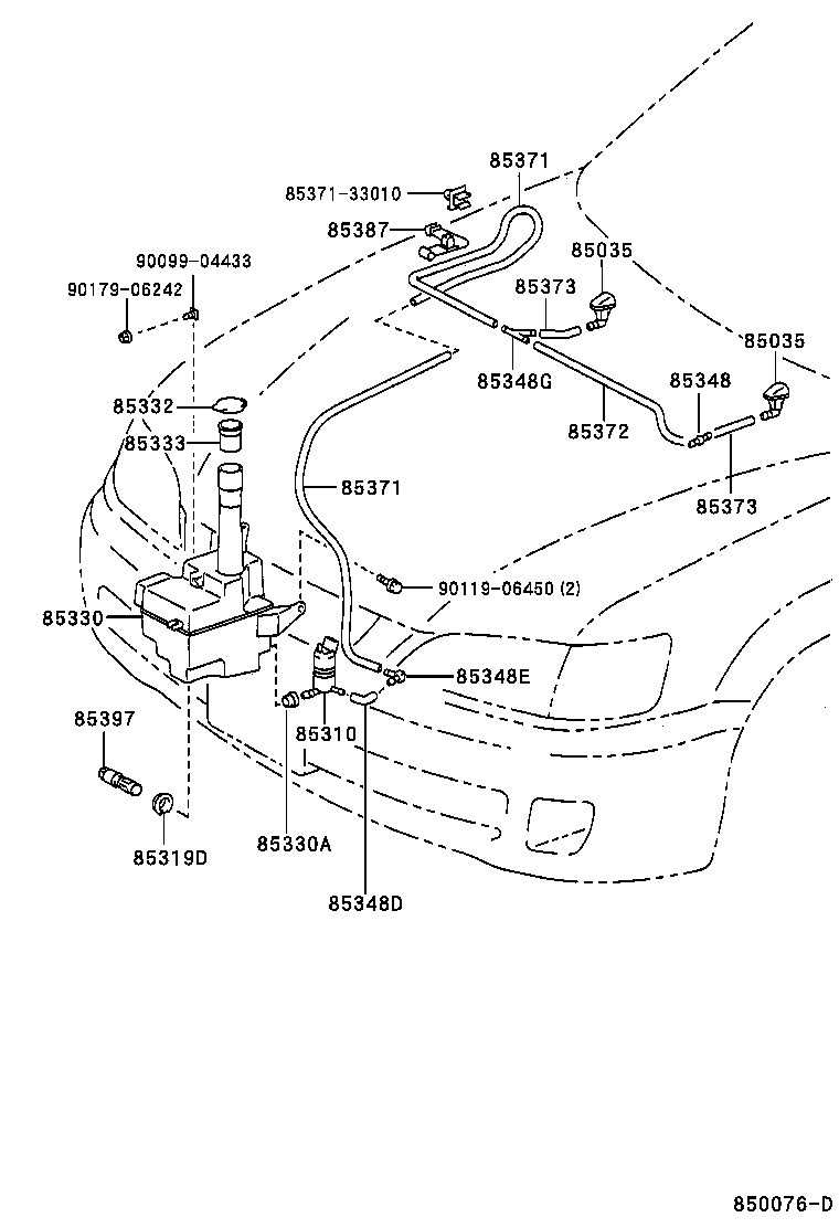 Toyota 85385-32030 NOZZLE SUB-ASSY, WASHER