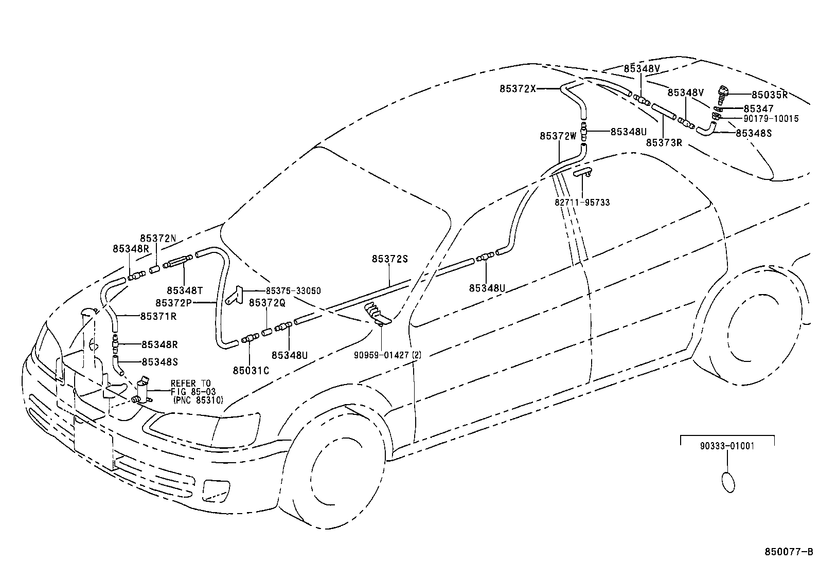 90099-59166 HOSE, REAR WASHER (FROM JOINT TO JOINT), NO.5 product image