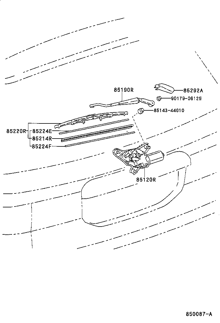 85224-44050 PLATE, REAR WIPER RUBBER BACKING, NO.1 product image