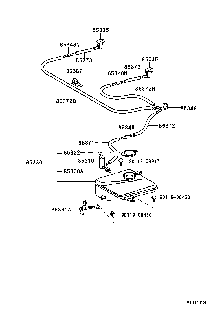90099-59192 HOSE, WINDSHIELD WASHER (FROM JOINT TO JOINT), NO.2 product image
