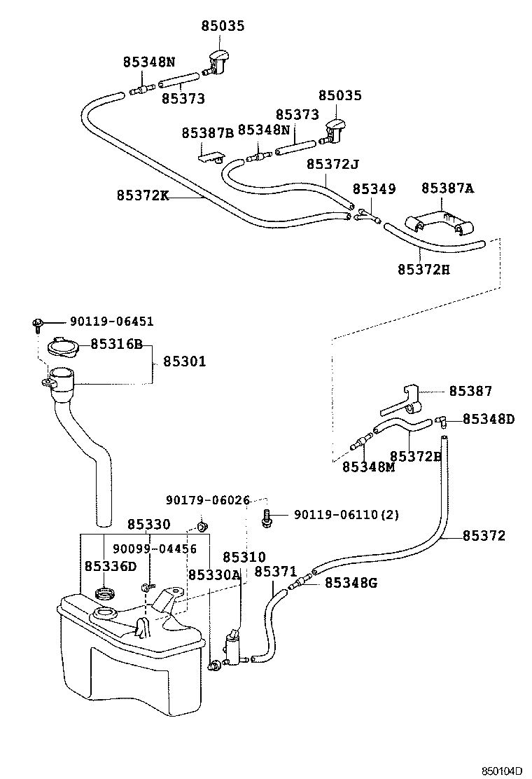 90099-59192 HOSE, WINDSHIELD WASHER (FROM JOINT TO JOINT), NO.2 product image