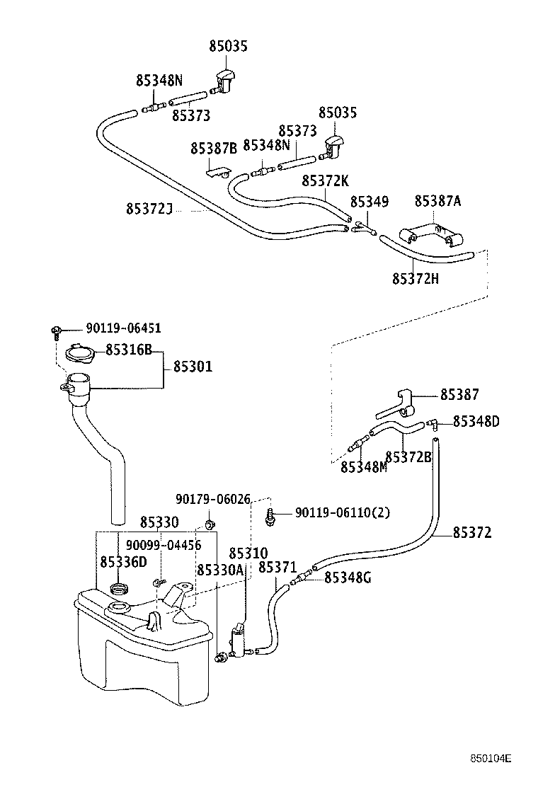 85385-22050-A2 NOZZLE SUB-ASSY, WASHER product image