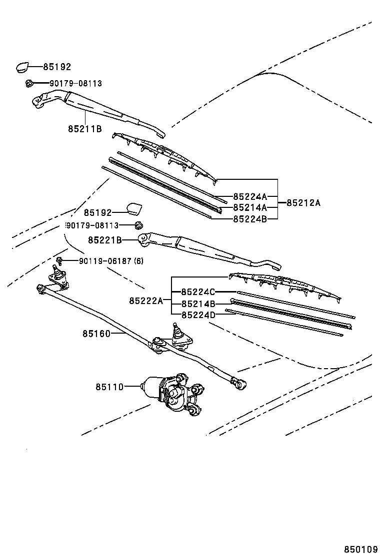 85211-0A010 ARM, FRONT WIPER, RH product image