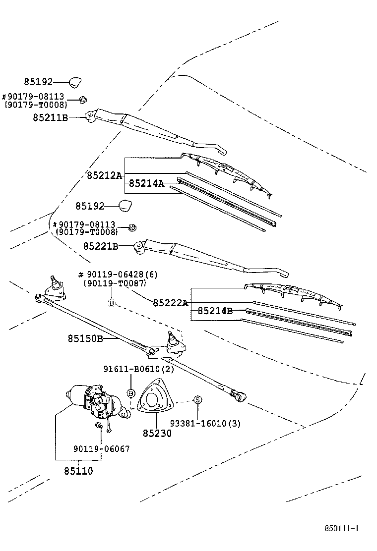 85110-38020 MOTOR ASSY, WINDSHIELD WIPER product image
