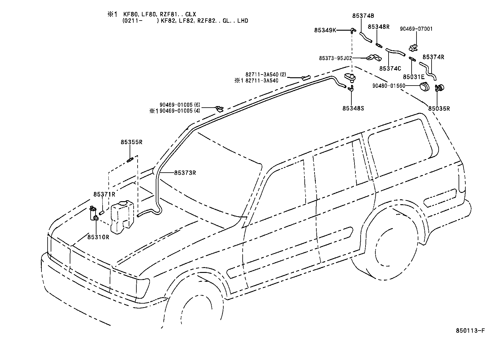 90068-59006 HOSE, REAR WASHER (FROM JOINT TO NOZZLE) product image