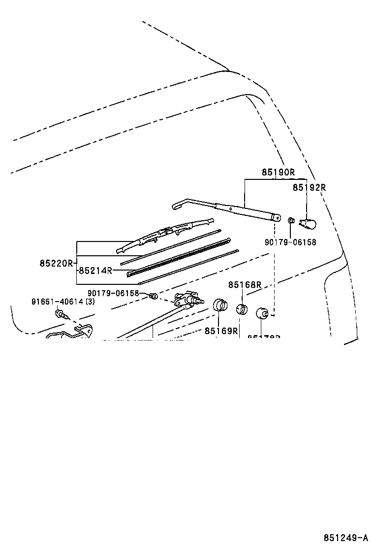 85241-38020 ARM ASSY, REAR WIPER product image