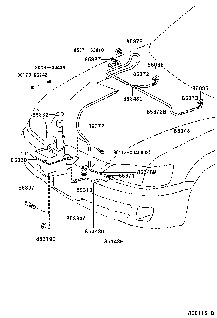 85385-32030 NOZZLE SUB-ASSY, WASHER product image