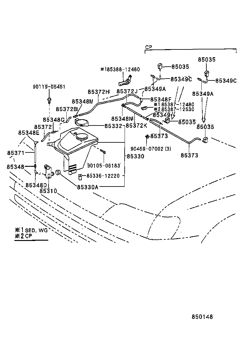 85319-12421 HOSE, WINDSHIELD WASHER (FROM MOTOR TO JOINT) product image