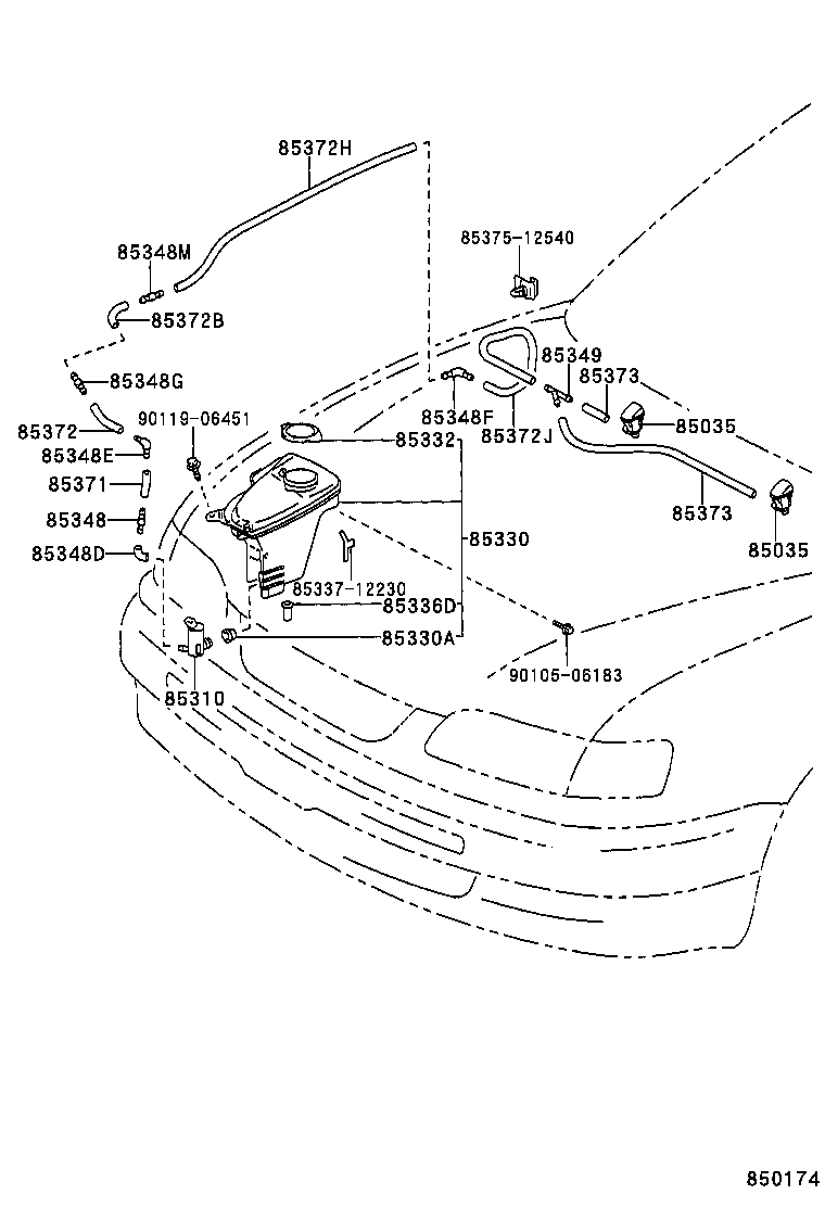 85381-13010 NOZZLE SUB-ASSY, WASHER product image
