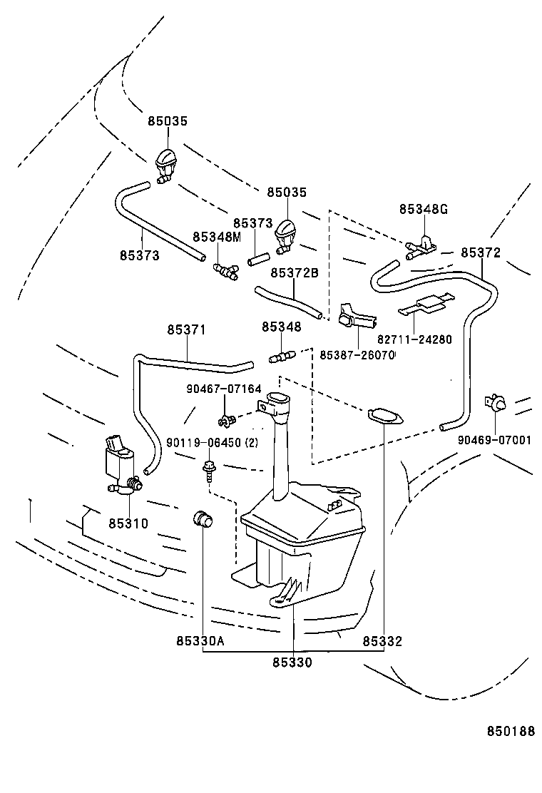 85381-26180 NOZZLE SUB-ASSY, WASHER product image