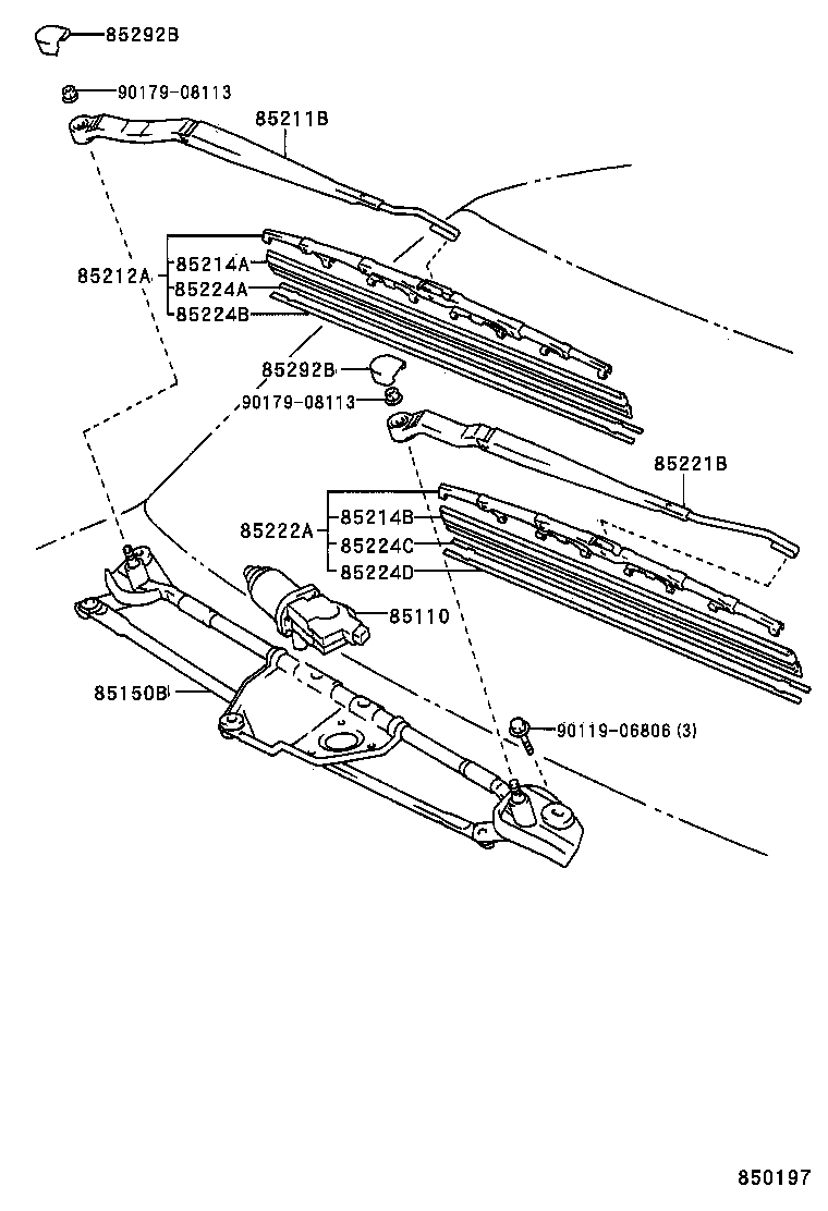 85211-20370 ARM, FRONT WIPER, RH product image