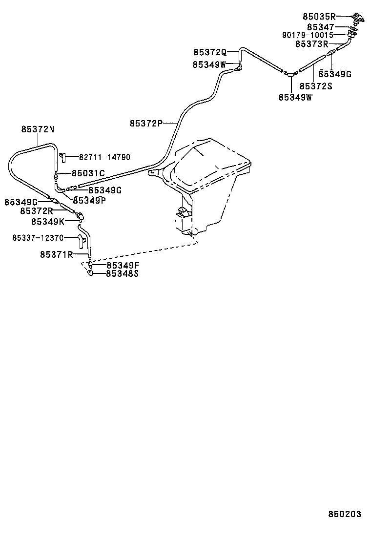 85375-12630 HOSE, REAR WASHER (FROM JOINT TO NOZZLE) product image