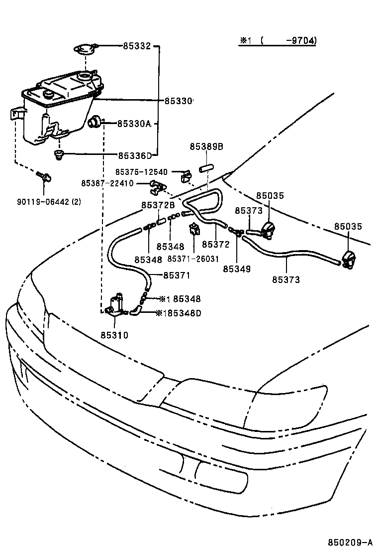 90099-59152 HOSE, WINDSHIELD WASHER (FROM JOINT TO JOINT), NO.1 product image