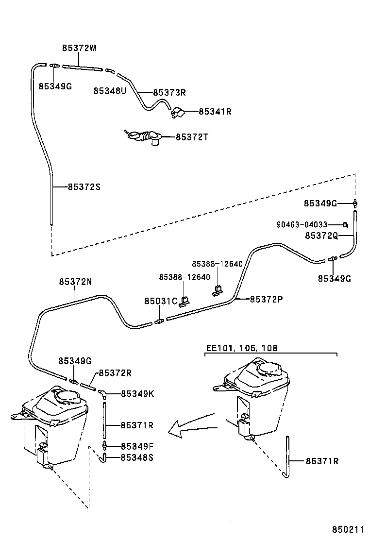 85374-12010 HOSE, REAR WASHER (FROM JOINT TO NOZZLE) product image