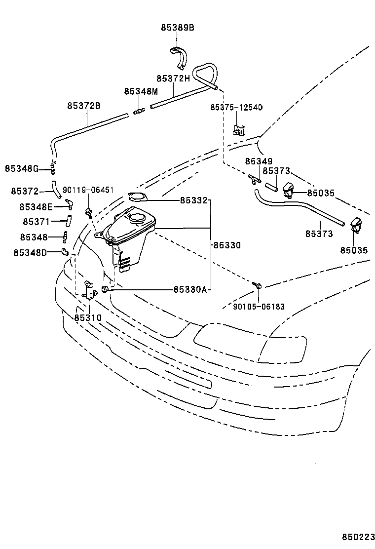 85381-13010 NOZZLE SUB-ASSY, WASHER product image