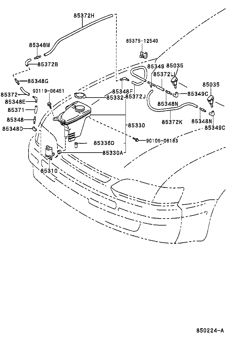 85381-12110 NOZZLE SUB-ASSY, WASHER product image