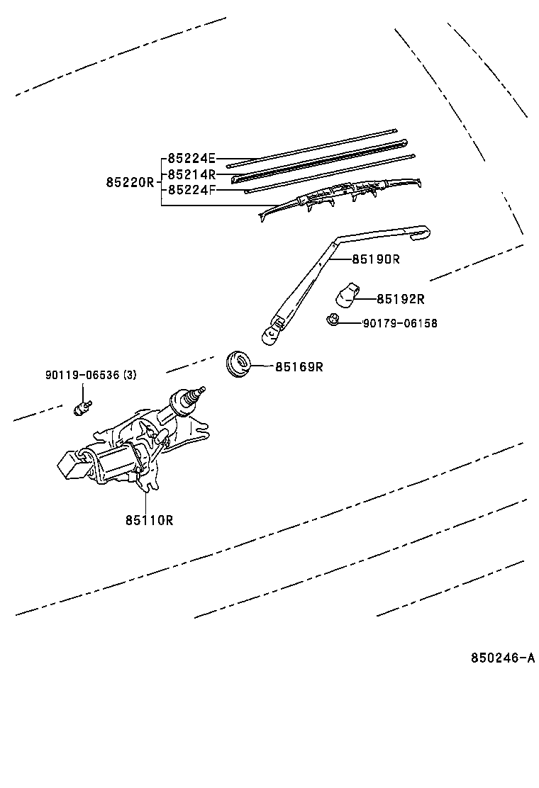 85224-0W050 PLATE, REAR WIPER RUBBER BACKING, NO.1 product image